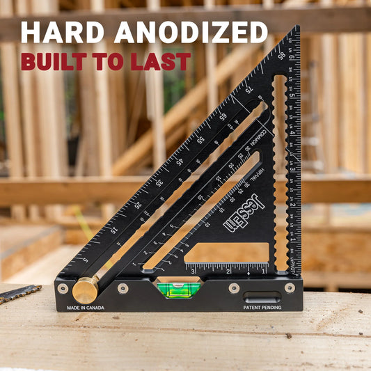 JessEm Quick Angle Rafter Pro - Adjustable Aluminum Rafter Square with Angle Stop